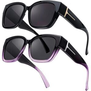 2 Pack Polarized Fit Over Sunglasses for Women Men Oversized Square Over